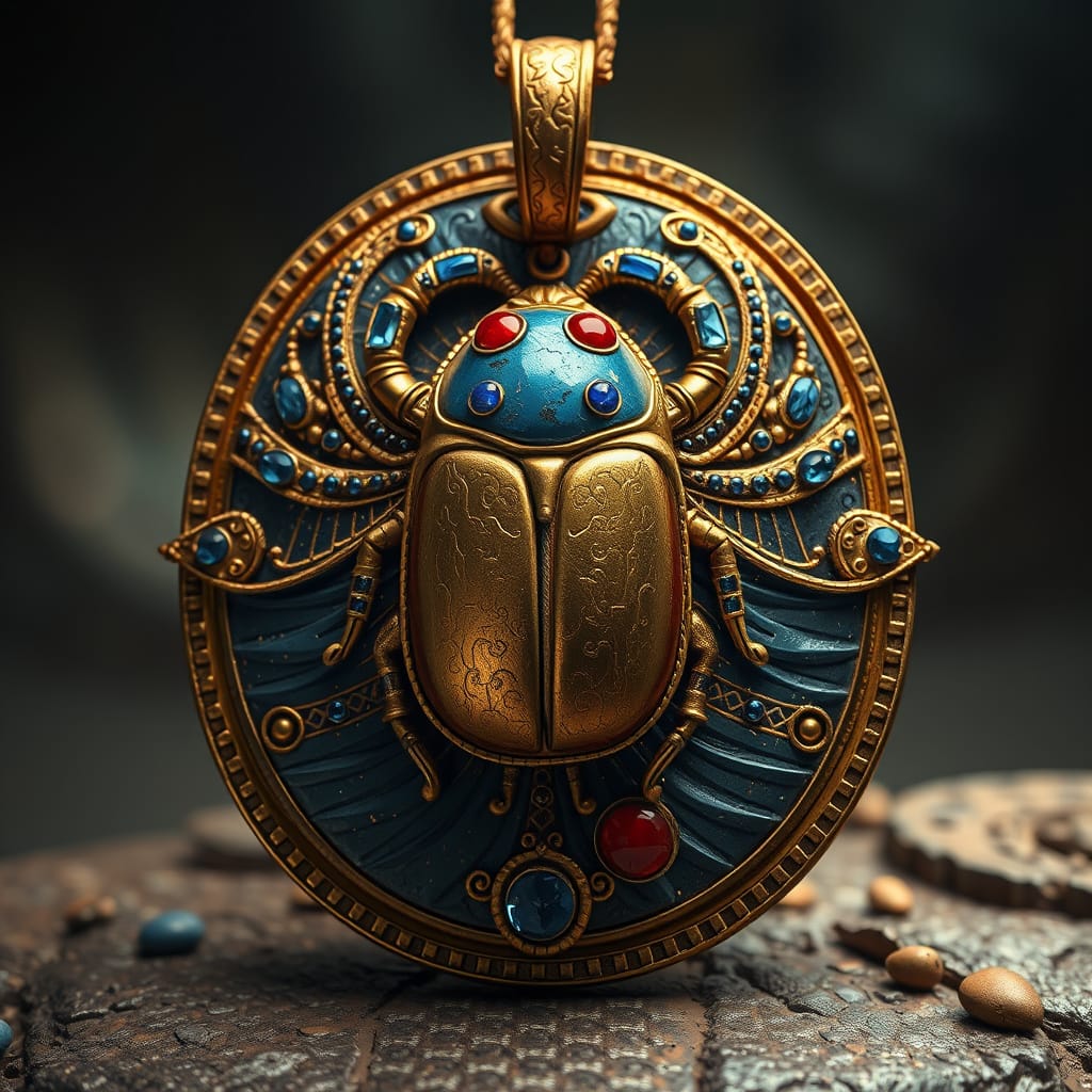 Blue-green faience scarab amulet